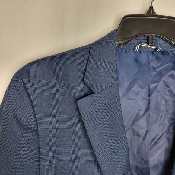 Nautica Men's Modern-Fit Bi-Stretch Blazer Jacket Blue Plaid NWT 42L - Picture 4 of 10